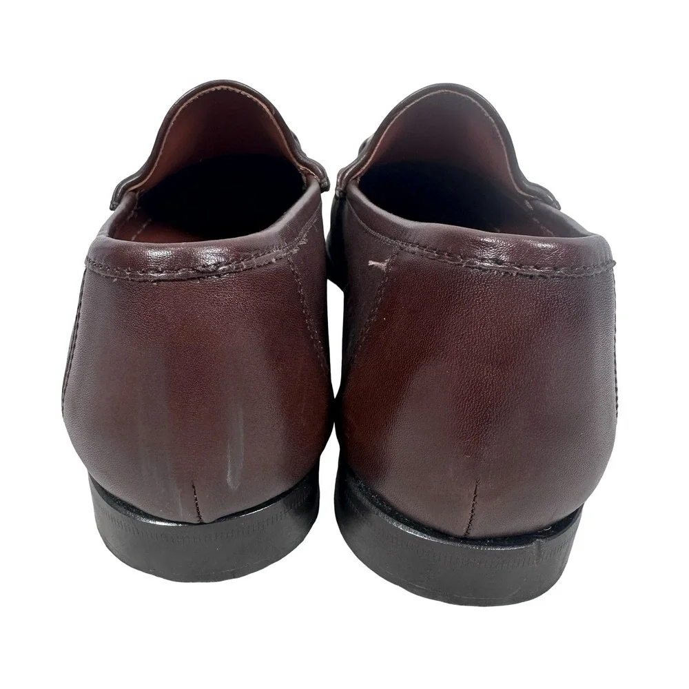 Allen Edmonds Verona II Mens 10 D Dark Brown Leather Bit Loafers Made in Italy